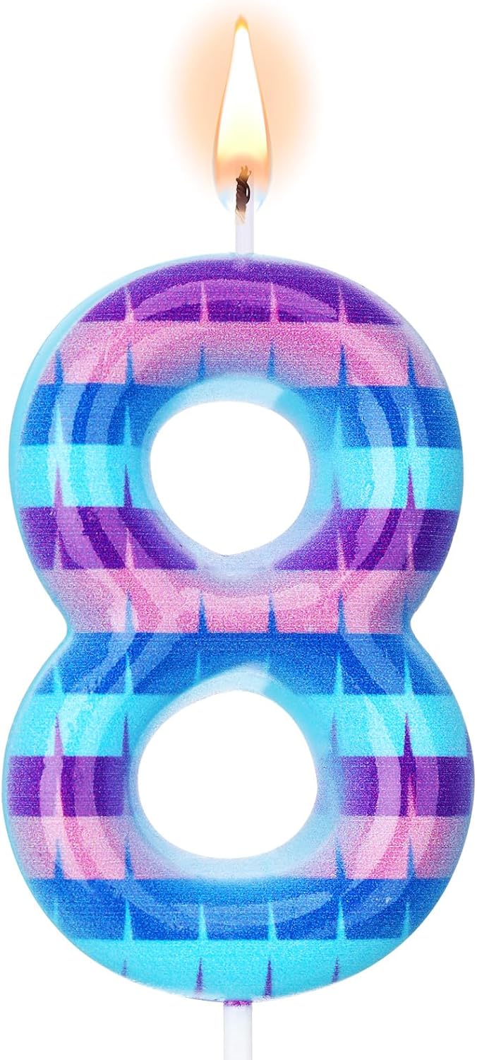 Conelist Video Game Birthday Candles Piñata Gaming Party Candle Numeral Cake Topper for Kids Battle Boys Birthday Decoration Gaming and Video Game Party Decoration Supplies(Number 8)