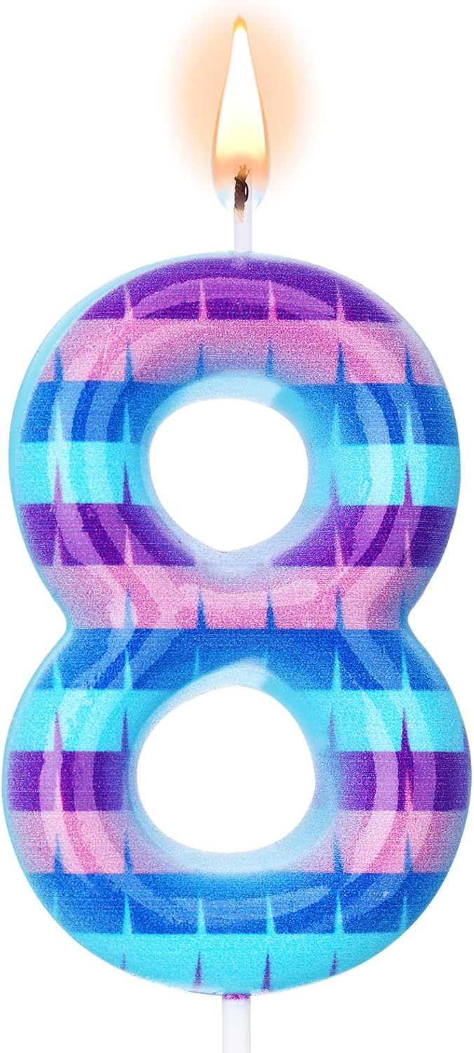 Conelist Video Game Birthday Candles Piñata Gaming Party Candle Numeral Cake Topper for Kids Battle Boys Birthday Decoration Gaming and Video Game Party Decoration Supplies(Number 8)