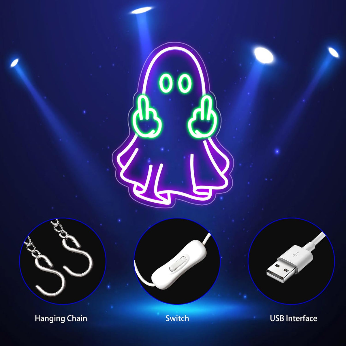 Neon Sign, Ghost Neon Signs for Wall Decor LED Signs Neon Light