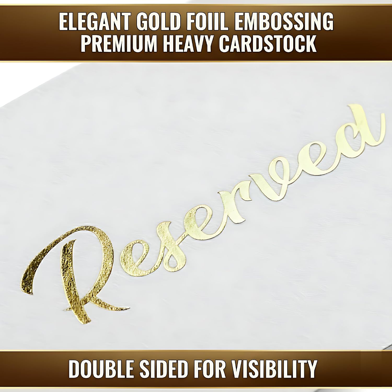 10 Pack Gold Reserved Table Signs for Wedding Receptions 3x4 inch - Double Sided Reserved Signs for Tables - Freestanding Reserved Cards for Tables - Table Reserved Sign for Restaurants & Parties