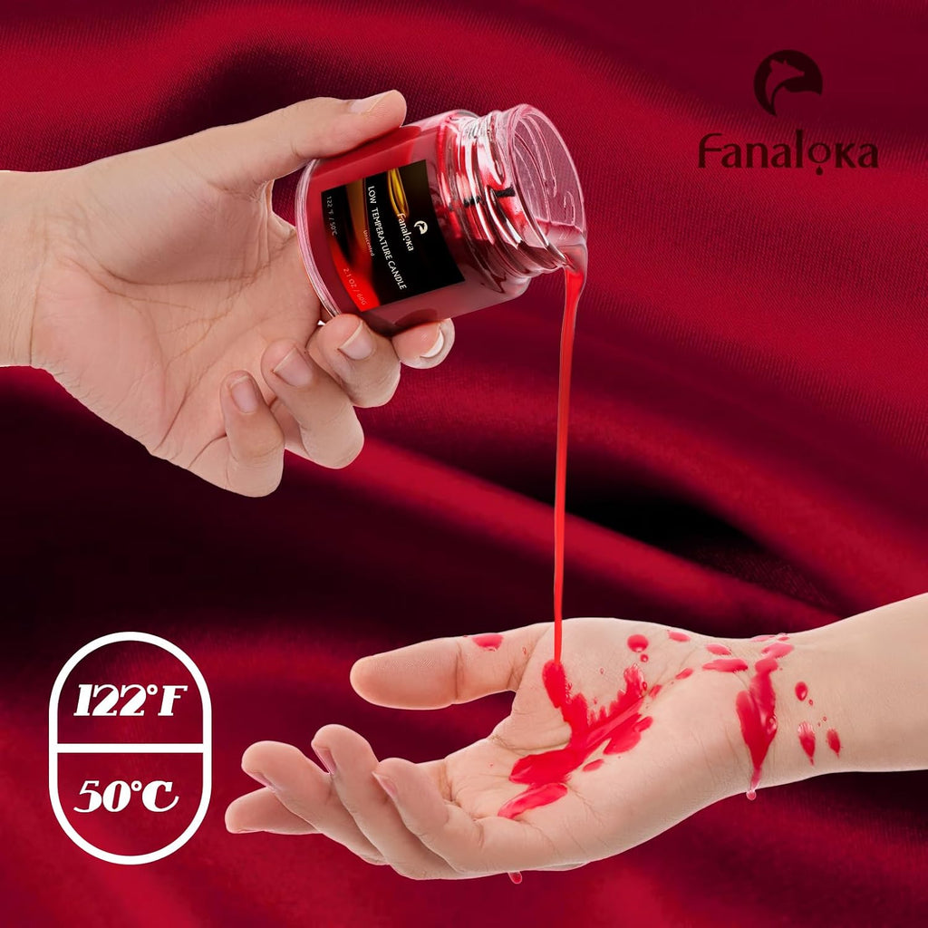 Low Temperature Candles Sets, Low Heat Body Safe Candles, Unscented, Black & Red (4.2 oz Variety Pack, 2 Pack)- FANALOKA