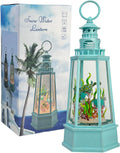 Ocean Themed Snow Globe Lantern with Music - USB or Battery Powered Light Up Water Lantern with Sea Turtle Swirling Glitter Water Globe for Summer Costal Ocean Decor Gift for Ocean Lover (Sea Turtle)