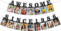 Pre-strung Awesome Since 1986 Photo Banner Birthday Decorations for Women Men - Black Glitter 40th Birthday and Anniversary Decorations Party Supplies