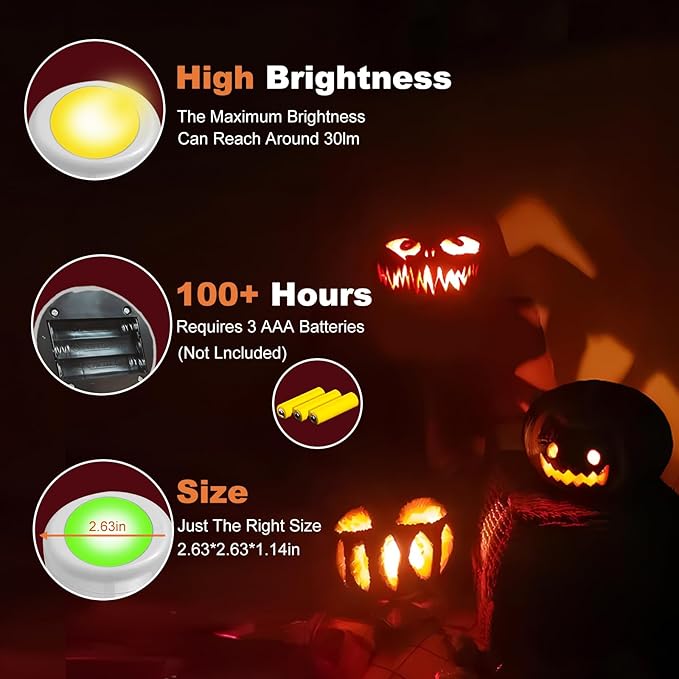 LED Color Changing Pumpkin Lights with Timer Control, Colored Puck Light Battery Operated, 16 Multi Colors LED Cabinet Light, Under Counter Lights, Valentine Day Holiday RGB Decoration Candles