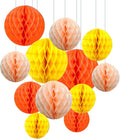 ZOOYOO 12Pcs 6" 10" Honeycomb Balls Decorations Hanging Tissue Paper Pom Poms for Birthday Wedding Fall Party Thanksgiving Halloween Decorations(Orange Peach Yellow)