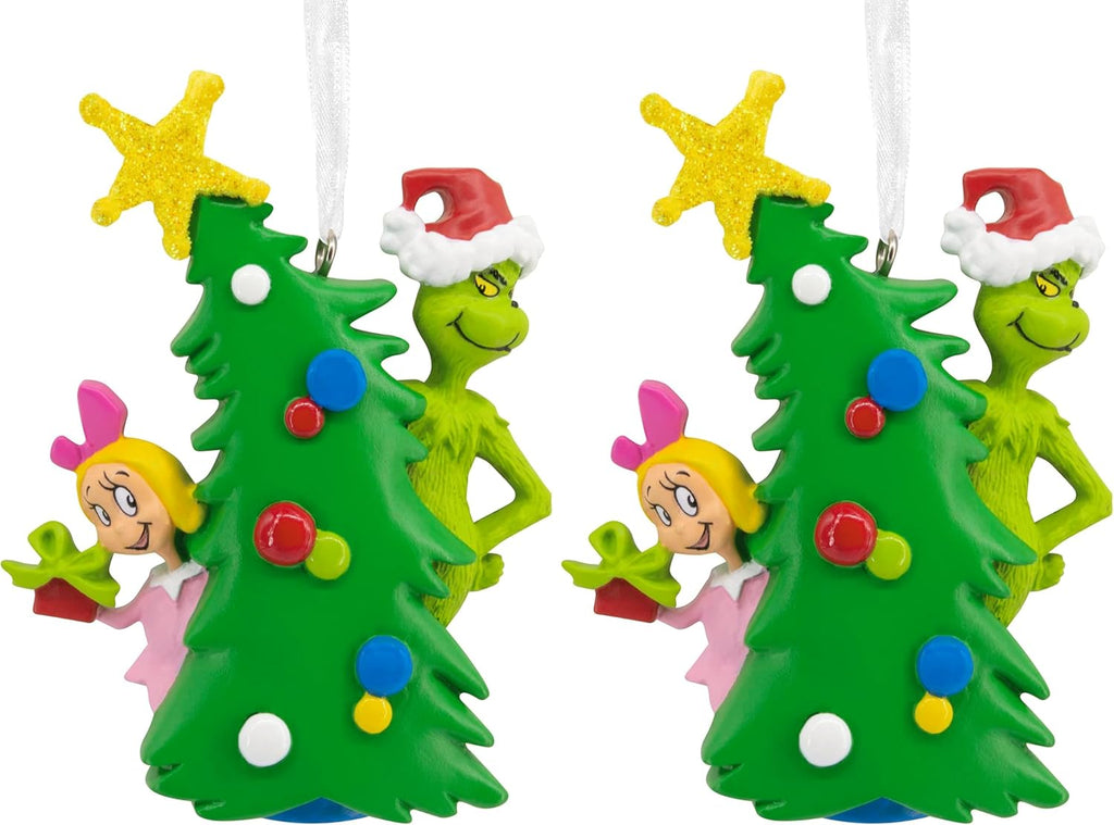 Hallmark Dr. Seuss's How the Grinch Stole Christmas! Grinch with Cindy Lou Who Christmas Ornament (Pack of 2)