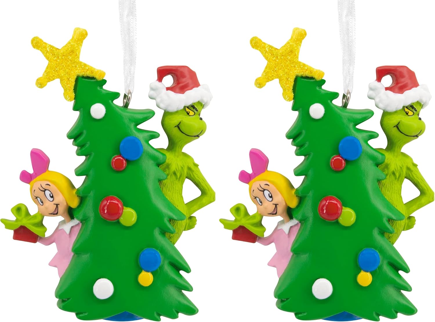 Hallmark Dr. Seuss's How the Grinch Stole Christmas! Grinch with Cindy Lou Who Christmas Ornament (Pack of 2)