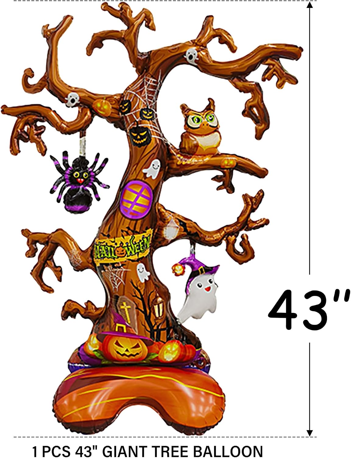 halloween party decorations kit, 43" giant tree balloon, front angle view