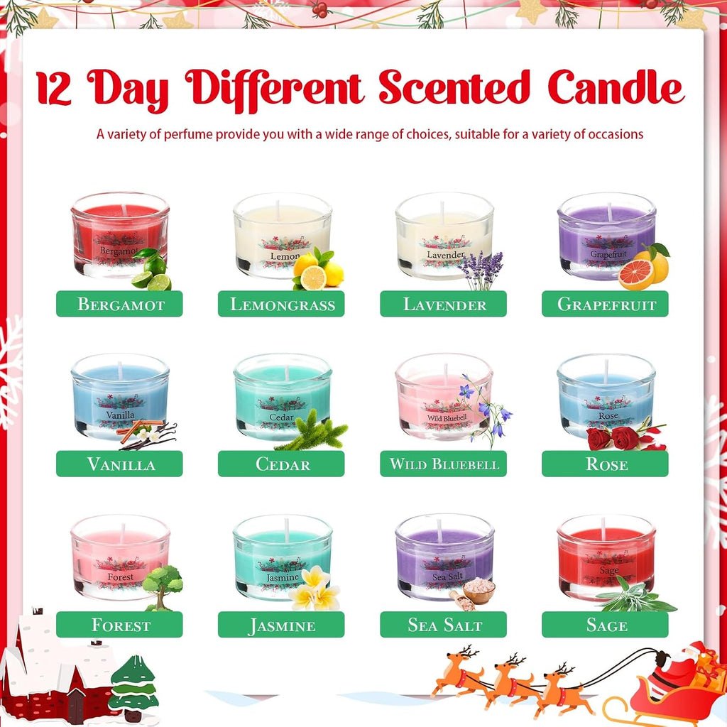 Conelist 12 Days Christmas Advent Calendar 2026 Scented Candles Gift for Women Adult Christmas Countdown Calendar with Assorted Scented Candle 1 oz Soy Wax Candles