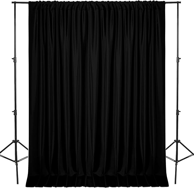 DWCN 10x10 FT Black Backdrop Curtains for Parties, Photography Backdrop Drapes with Rod Pockets for Wedding Decorations Stage Birthday Family Gatherings, 2 Panels 5ft x 10ft