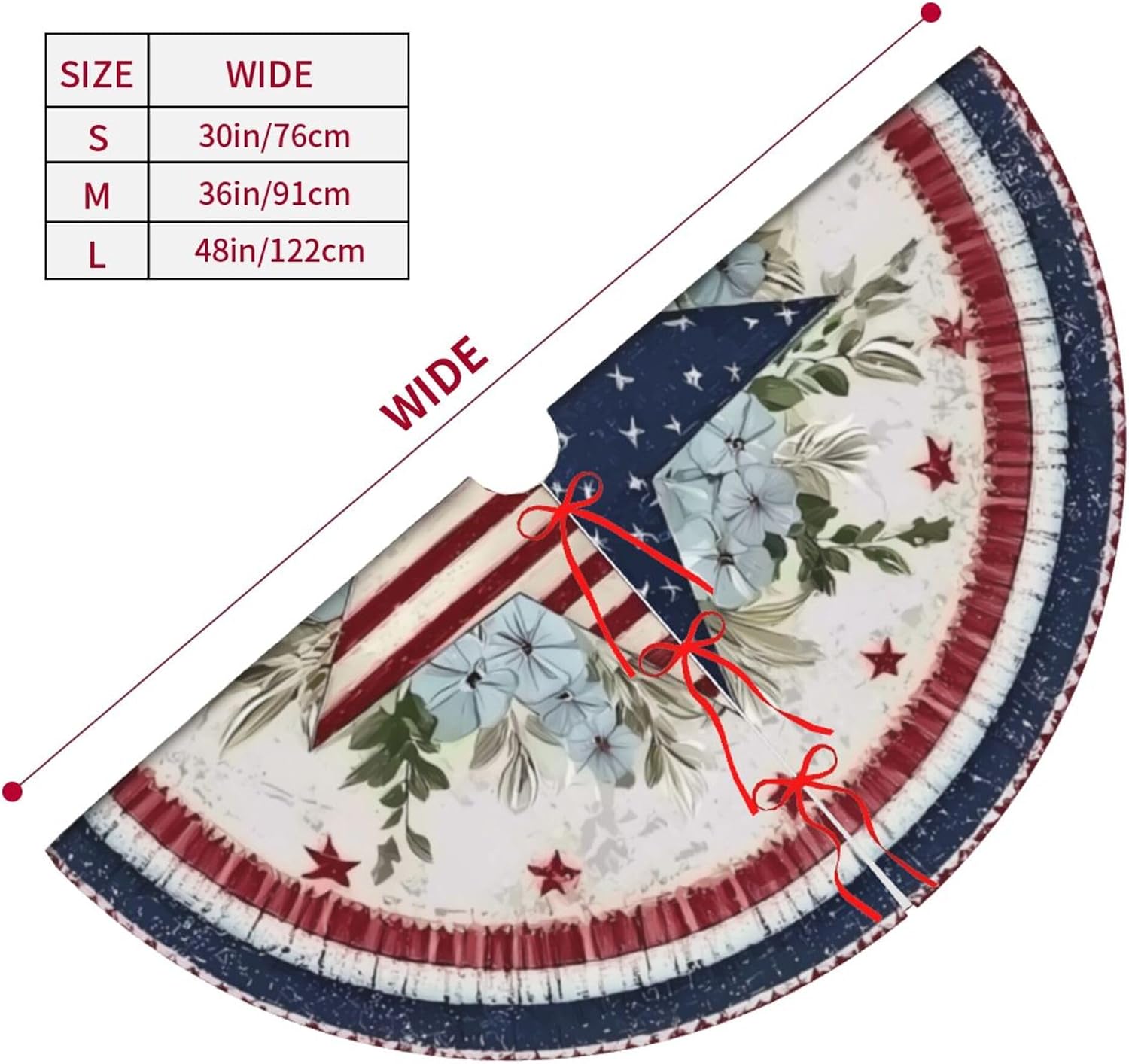 American Flag Stars Christmas Tree Skirt 36 Inch Xmas Tree Mat Party Decor Supplies for Holiday Home Decorations