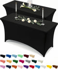 Utopia Kitchen Spandex Tablecloth 2 Pack [6FT, Black] Tight, Fitted, Washable and Wrinkle Resistant Stretch Rectangular Patio Table Cover for Event, Wedding, Banquet & Parties [72Lx30Wx30H Inch]