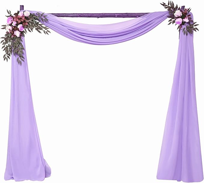 6 Panels Lavender Wedding Arch Drapery 28" x20Ft Wedding Arch Draping Fabric Chiffon Fabric Drape Sheer Backdrop Curtain for Weddings Party Swag Ceremony Birthday Arbor Drapery Reception Ceiling Décor