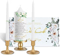 3 Unity Floral Candles for Wedding Ceremony Set with Gold Candle Holders, Bible Wedding Unity Set – Elegant Gift for Bride, Groom, Religious or Catholic Weddings