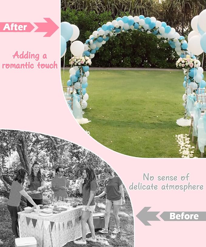 Queension Metal Arch Backdrop Stand 7Ft Wide 7.7Ft High, Wedding Arch Frame for Wedding Decorations, Balloon Arch Stand with Base for Ceremony, Outdoor Garden Arch Trellis for Climbing Plants, Black