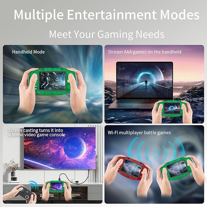 RG34XX Retro Handheld Game Consoles RG34XX Classic Retro Gaming Console 32+64G Card Preloaded Games 5000+ rg34xx Portable Gaming Console Linux 64-bit 3500mAh Battery WiFi Bluetooth HD and TV Output Green