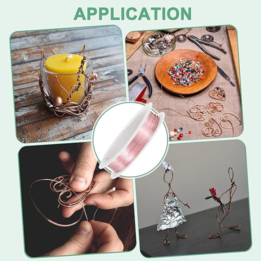 0.4 mm/26 Gauge Copper Wire for Jewelry Making, 30.2FT Copper Beading Craft Wire for Jewelry/Weaving/DIY Crafting/Planting, Color-Retaining [9.2M, Rose Gold]