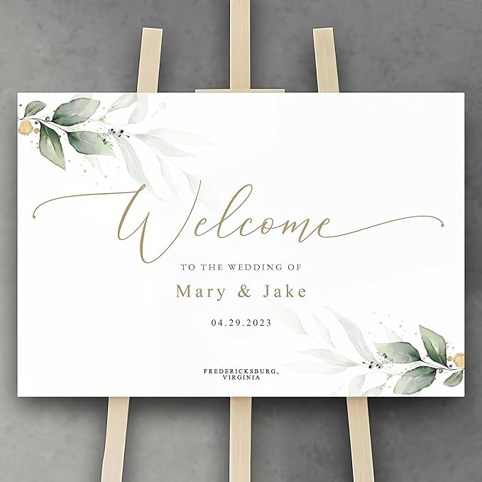 Boho Wedding Welcome Sign, Greenery Welcome to Our Wedding Sign, Eucalyptus Wedding Sign