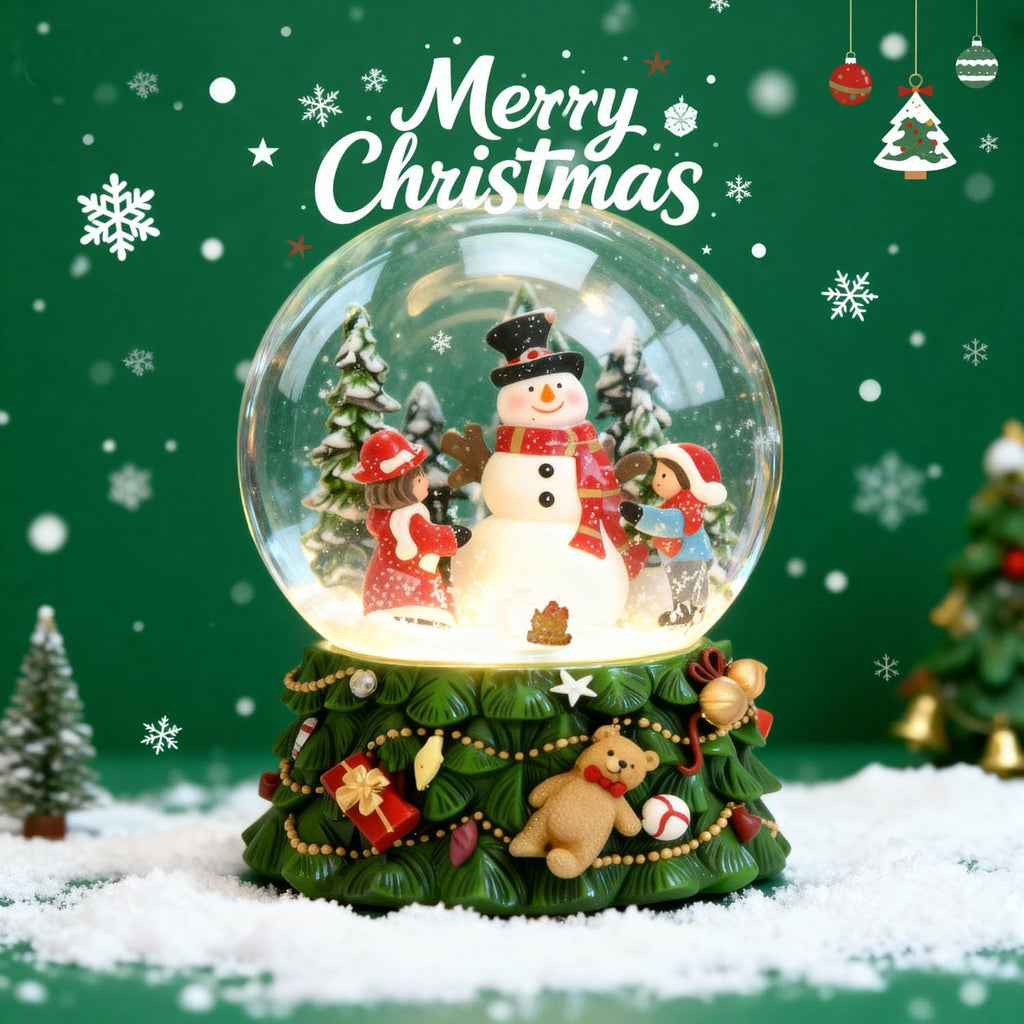 8.25 Inch Height Christmas Snow Globe with Light up Musical Snowflakes Holiday Decoration, Snowman Oversized Resin Snowglobes, Christmas Holiday Decor.