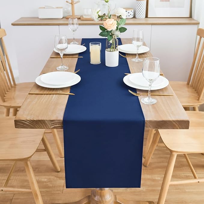 2 Pack Navy Blue Small Short Table Runner 12 x 48 Inch Solid Color Runners Coffee Table Dresser for Daily Party Home Decoration