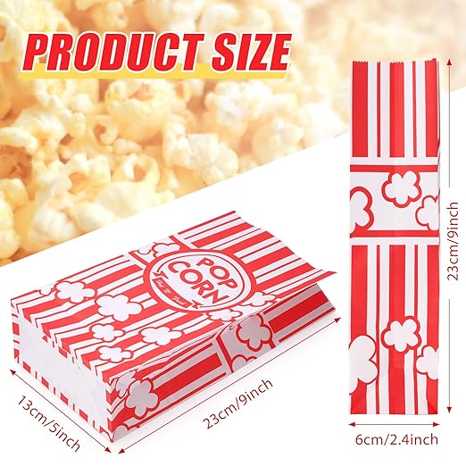 1200 Pcs Paper Popcorn Bags Bulk 2 oz Large Flat Bottom Boxes Red and White Disposable Container Sleeve Movie Night Popcorn Bucket for Retro Movie Themed Party Carnival Supplies (Red and White)