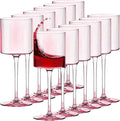 Plastic Goblets Wine Glasses - 12Oz Acrylic Wine Glasses Origami Unbreakable Clear Plastic Cocktail Glasses Recyclable Shatterproof Reusable Wine Cups for Parties & Weddings (Pink)