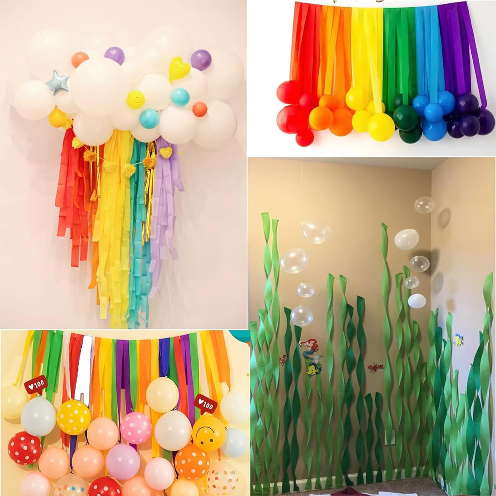 6 Rolls 492ft Rainbow Crepe Paper Streamers, 6 Colors Pack of Paper Party Streamers for Colorful Party Decorations, Birthday Decorations, Wedding Decorations (1.8 Inch x 82 Ft/Roll)