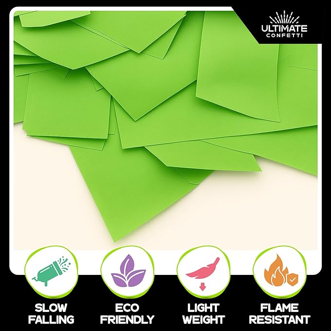Ultimate Confetti, Light Green Biodegradable Confetti - Rectangular Flame-Resistant Tissue Paper Confetti for Cannon and Launcher use – Best for Gender Reveal, Parties, and Concerts - 20 lb, 320 oz