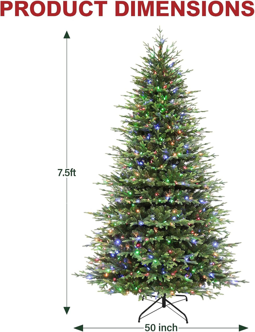 hykolity 7.5 ft prelit christmas tree with realistic, package contents