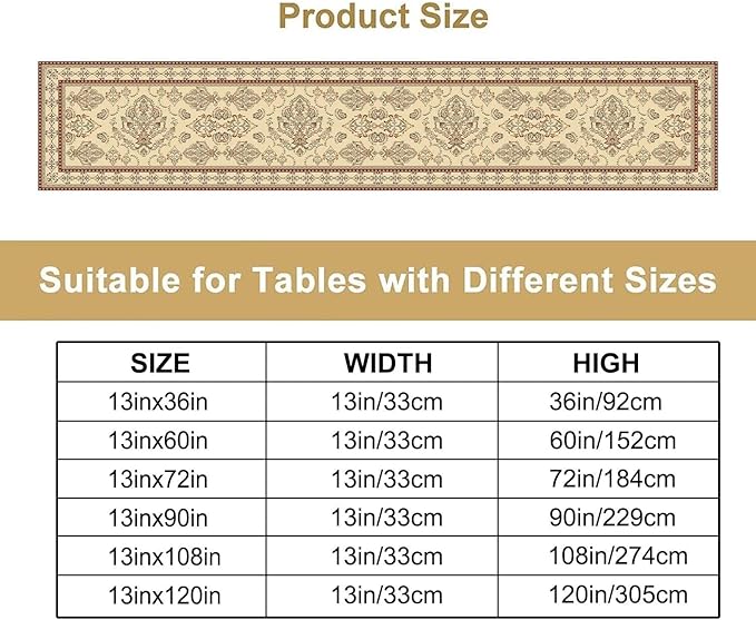 Vintage Farmhouse Flower Table Runner Boho Elegant Home Kitchen Table Dining Coffee Room Garden Party Wedding Decor 13x108in