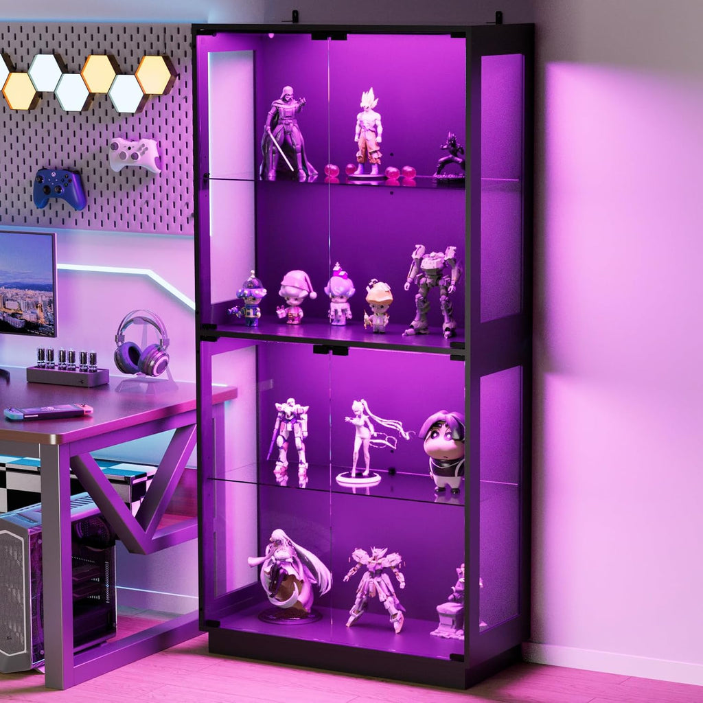 display cabinet with glass doors 4 tier glass, main product view