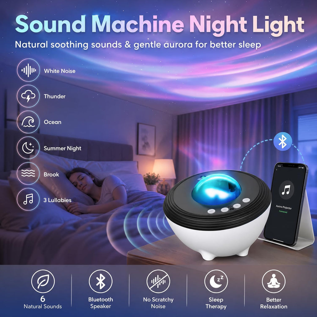 star projector galaxy light aurora projector with smart, side view