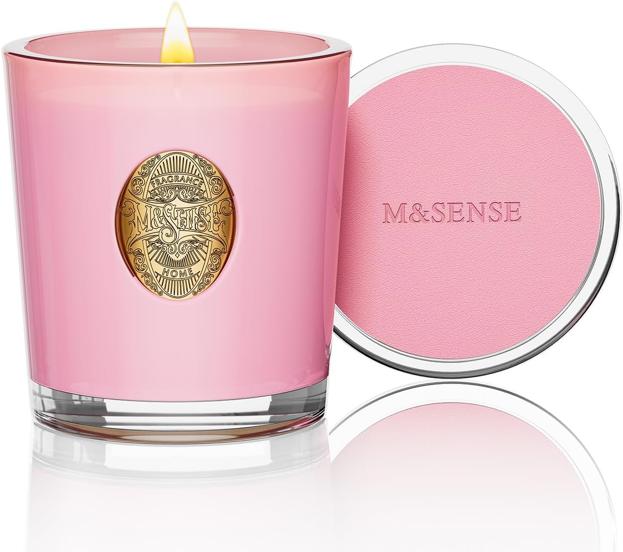 M&SENSE Peony Blush Scented Candle | 9.2 oz Soy Wax Pink Candle, Non-Toxic Aromatherapy Candle for Stress Relief & Home Spa