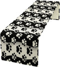 Dog Paw Table Runner,Kid Cute Animal Footprint Black White Theme Design Print Tablecloth Burlap for Hotel Indoors Outdoor Dining Room Kitchen Home Decor,W13X L36 in