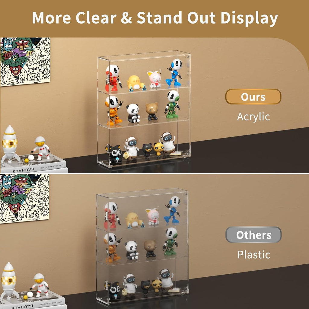 niubee acrylic display case for figures, dustproof clear, package contents