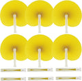 12 Packs Decorative Paper Folding Hand Fans Handheld,Yellow Round Foldable Wedding Fans Chinese and Japanese Fans Bulk for Bridal Guest Church Party Favors Dancing Birthday DIY