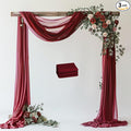 Wokceer Burgundy Wedding Arch Draping Fabric Backdrop 3 Panels 28.7" X 20FT Sheer Drapes Fabric for Wedding Arbor Ceremony Party