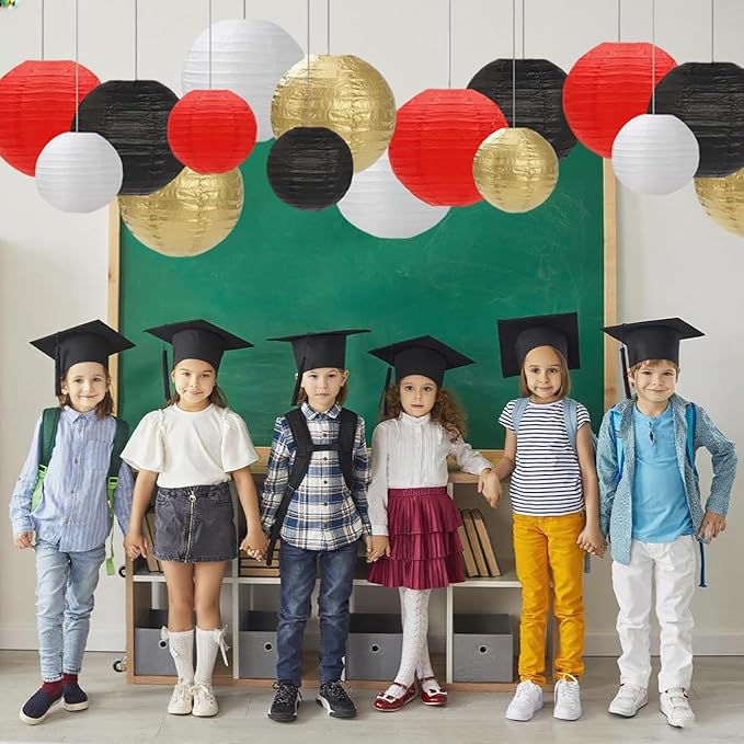 Black Red White Paper Lanterns Decorative 12pcs Party Hanging Decorations for Party Bridal Shower Wedding Baby Shower Graduation Anniversary Room Decor