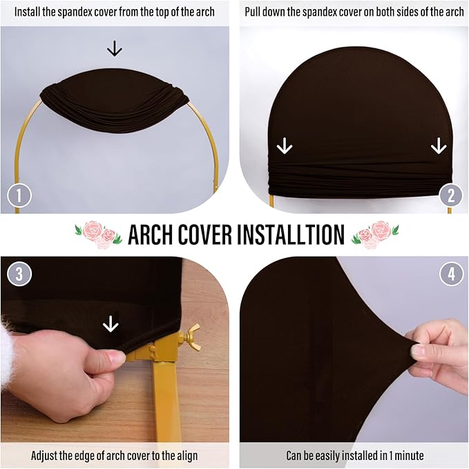 LEBENGURU Upgraded 5FT Wedding Arch Cover, Brown Spandex Fitted Arch Backdrop Cover, Round Top Chiara Stand Covers for Birthday Party Baby Shower Banquet Balloon Décor