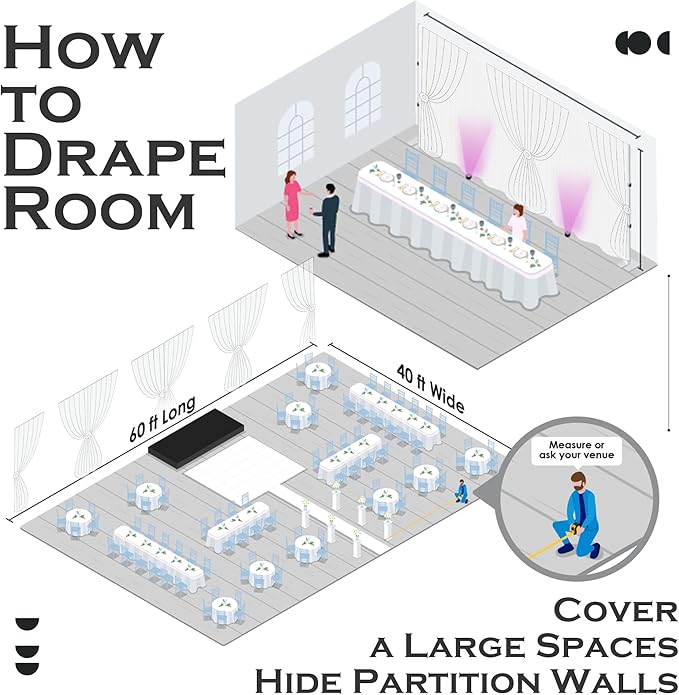 PartyVillage 10ft×15ft Black Backdrop Curtain for Halloween Parties, 2 Panels Wrinkle Free 15 FT Long Polyester Photo Backdrop Drapes Back Drop Cloth for Birthday Photography Background
