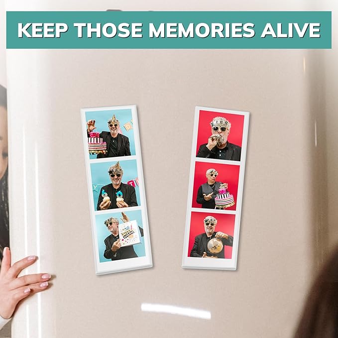 pbf PHOTO BOOTH FRAMES 2x6 Magnetic Picture Frames for Refrigerator | 2 x 6 Clear Magnetic Vinyl Frames for Photo Strips for Fridge (200-Pack)