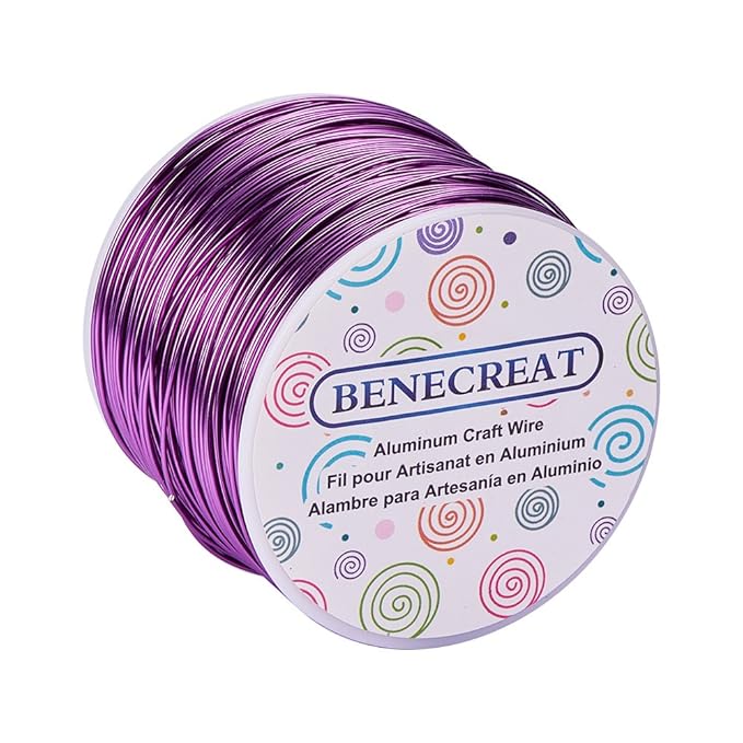 BENECREAT 18 Gauge Jewelry Craft Aluminum Wire 492 Feet Bendable Metal Sculpting Wire for Craft Floral Model Skeleton Making (Purple, 1mm)