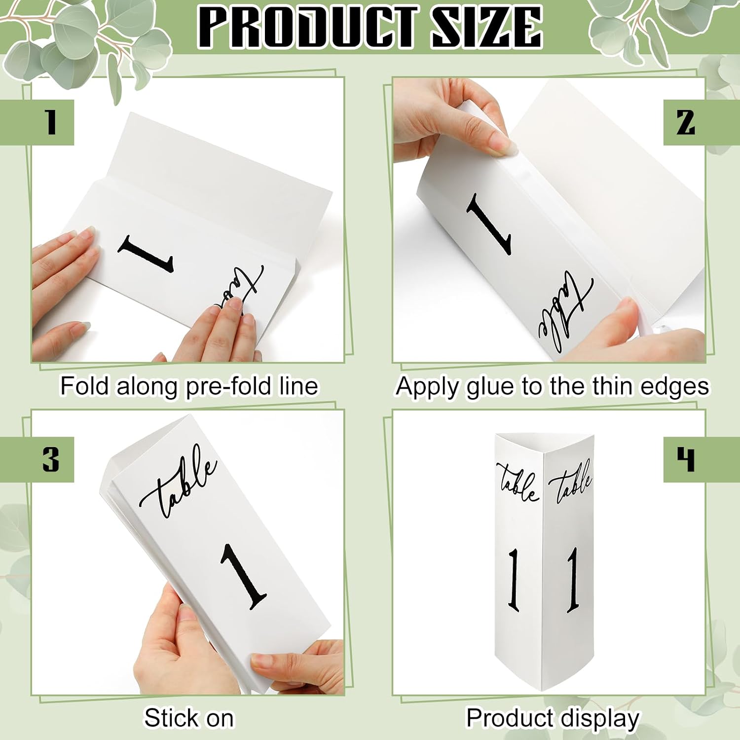 Maitys Trifold Wedding Table Numbers 1-20 Paper Table Number Cards Black and White Freestanding Numbers for Wedding Parties and Events Reception Decorations(Black)