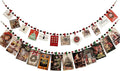 2PCS Christmas Hanging Photo Display with 12 Clips, Wooden Bead Garland, Photo Frame Decoration for Dorms, Classrooms, Bedrooms, Hanging Display Card Holder