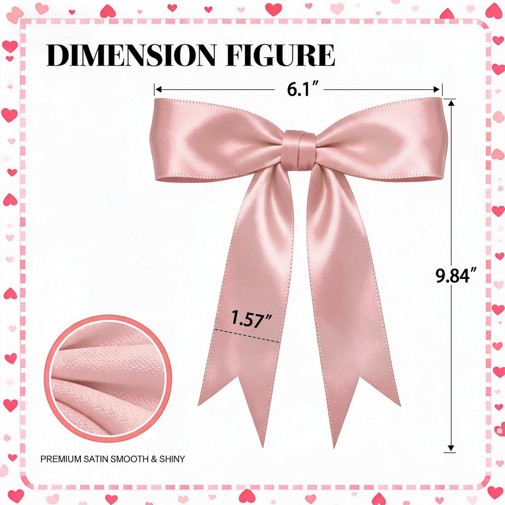 1 String Pink Bow Garland Banner Decorations, Pre-Strung Satin Ribbon Bows for Birthday, Baby Shower, Bridal Shower, Coquette Girls Room, Bow Themed Party, Wedding, Christmas Tree Decorations