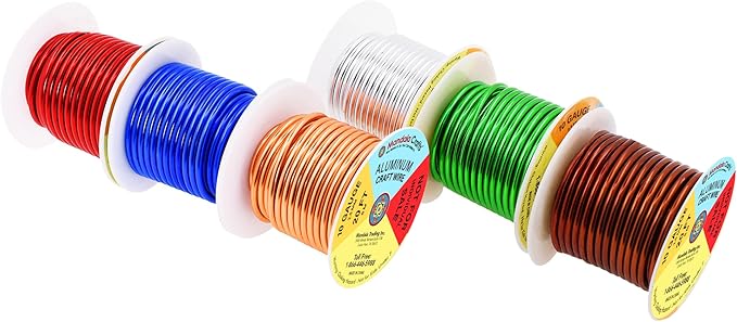Mandala Crafts 10 Gauge Anodized Aluminum Craft Wire for Jewelry Making - 120 FT Colored Flexible Silver Copper True Blue Brown Red Kelly Green Wire - Bendable for Bonsai Armature Crafting Sculpting