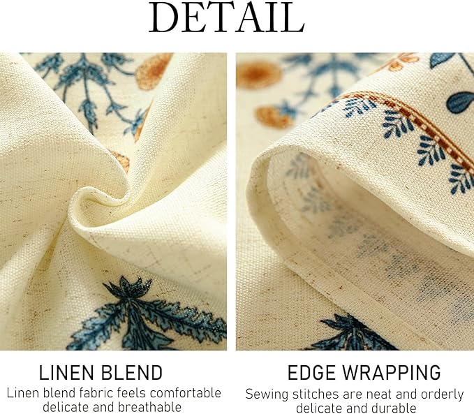 ISAENNE Designer French Pale Yellow Small Round Tablecloth,Linen Floral Table Cloth,Wrinkle Resistant Decor Tablecloths for Dining Thanksgiving Banquet Kitchen Party,Diameter 55"-Estevan A