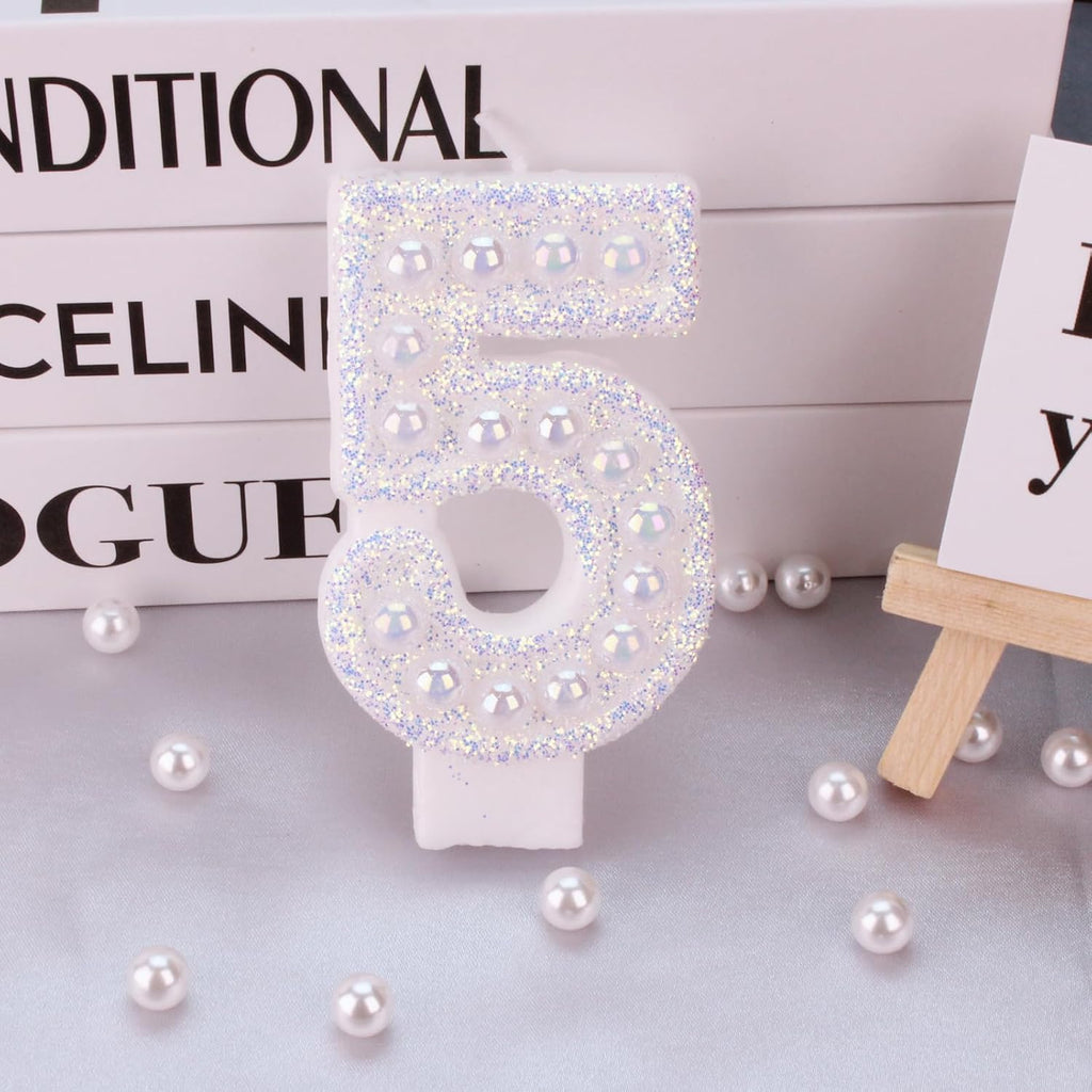 Birthday Candles, Number 1 Candle for First Birthday Girl, 1st Birthday Candles Sparklers with Holographic Colored Pearls, First Birthday Candle for Sweet One Birthday Party Decorations