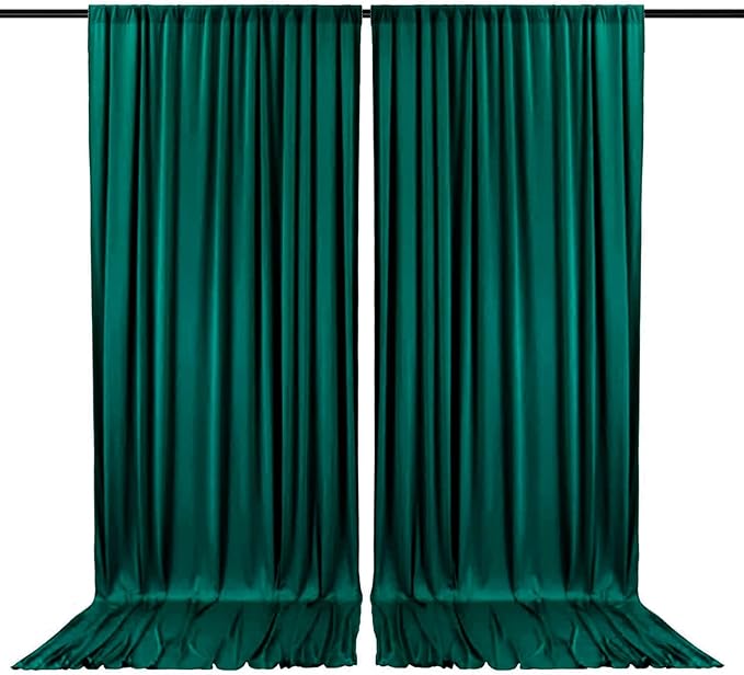 2 Panels Deep Green Backdrop Curtain, 10 x 7 Feet Background Curtains for Parties, Weddings, Baby Showers, Bachelorette Halloween, Christmas Birthday Party Photoshoot Backdrop Curtains Decorations