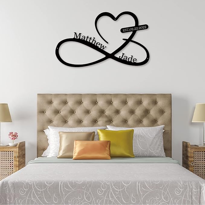Infinity Heart Metal Wall Decor, Unique Infinity Heart Wall Decor Love Sign Plaque Steel Art Geometric Wall Decor Set Cut Out for Outside